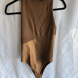 Women's Ribbed Brown Bodysuit